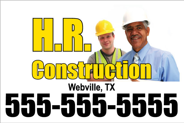 Construction company lawn sign
