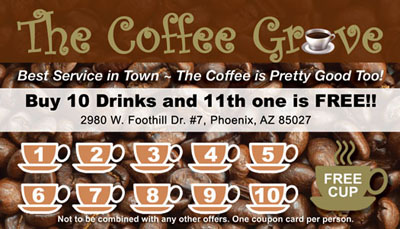 Coffee Shop Coupon on Coffee Shop Frequent Customer Business Cards Frequent Shopper Coupon